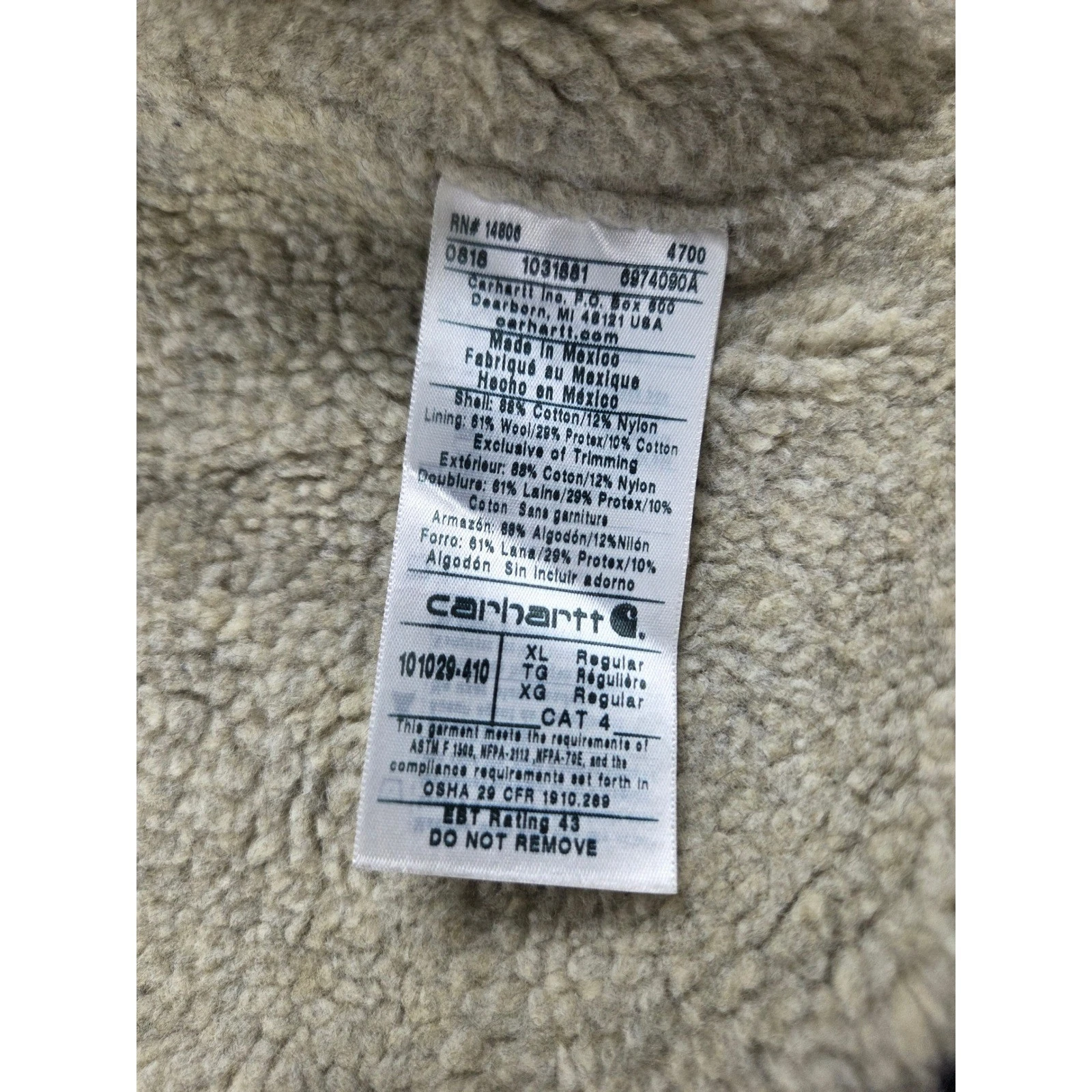 Carhartt Vest Mens XL Navy Blue FR Flame Resistant Sherpa Lined Duck CAT 4 image 5