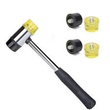 Dual Head Nylon Rubber Hammer Soft Mallet with 2 Soft 2 Hard Head Tips 23mm