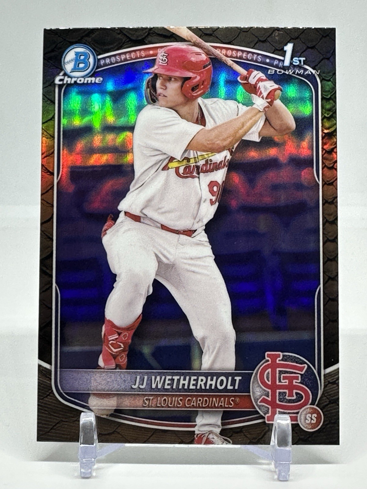 2025 Bowman Chrome Reptilian Refractor JJ Wetherholt 1st Cardinals BCP-22 