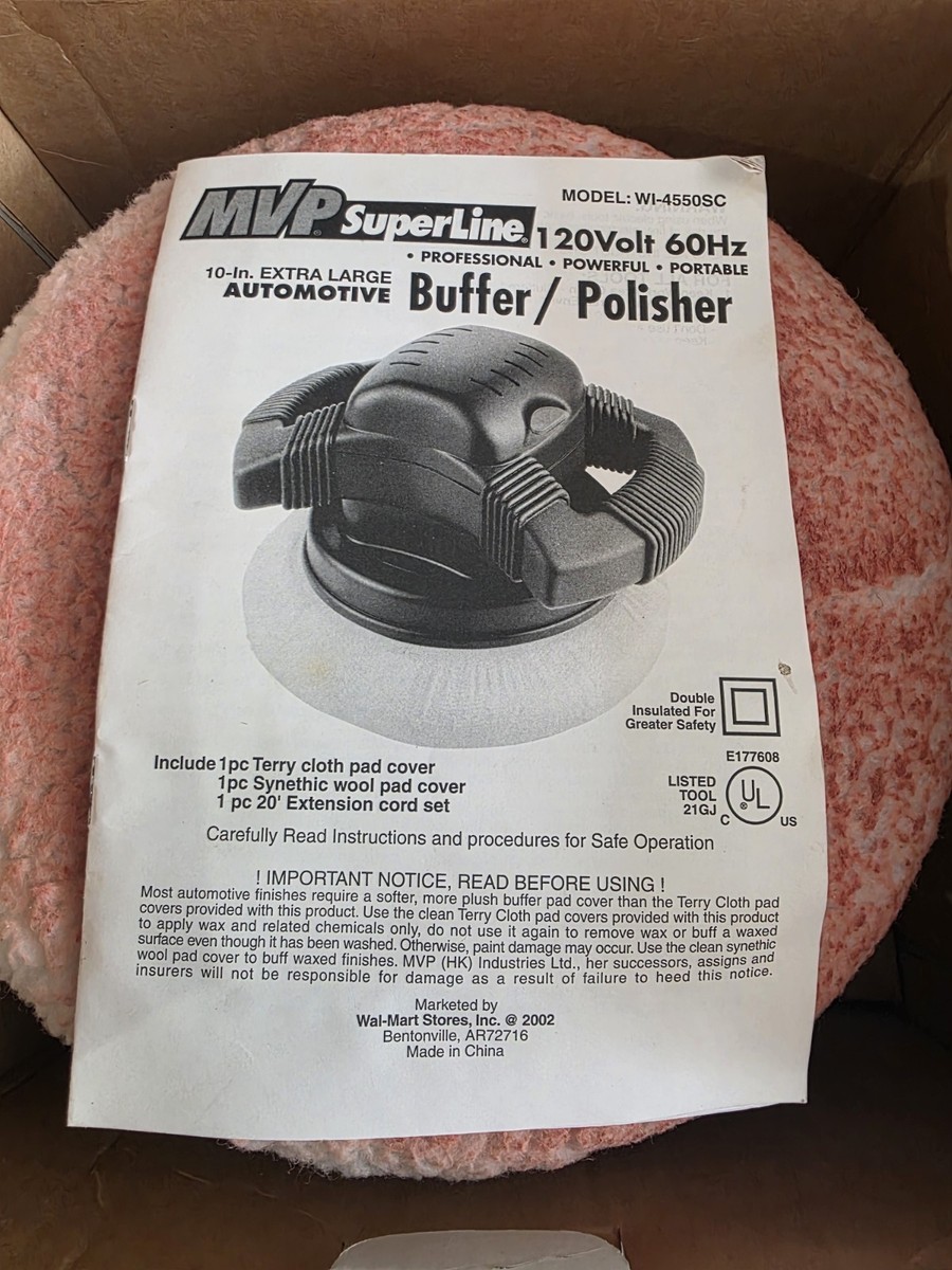 MVP SuperLine Black 10 In Electric Buffer Polisher Tool Shock