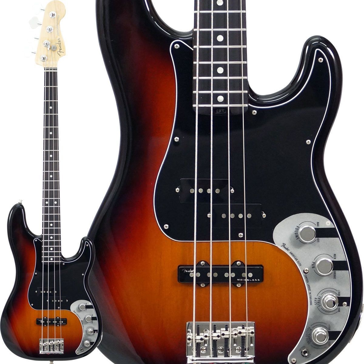 Fender USA American Elite Precision Bass (3-Color Sunburst/Ebony) [USED]