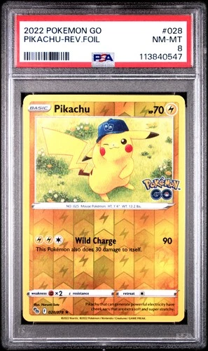 2022 POKEMON GO #028 PIKACHU-REVERSE FOIL PSA 8