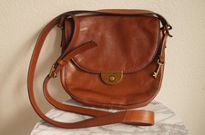 Fossil Women's Emi Key Saddle Bag Crossbody Brown Adjustable Strap Leather