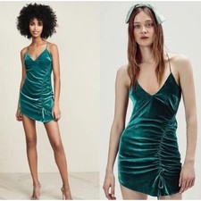 FOR LOVE AND LEMONS Viva Velvet Mini Dress Emerald Green Size Small Party Sexy