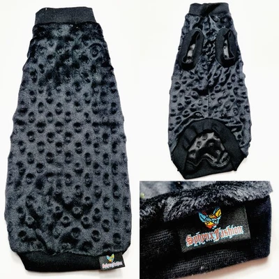 Black Minky Fleece - Sphynx Cat Top , Devon Rex, Peterbald, Pet Cat Clothes