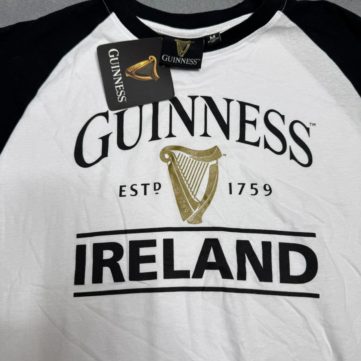 T-Shirt Uomo Guinness – Arpa Bianca, Cotone Di Qualità, Merchandise Ufficiale (Media)
