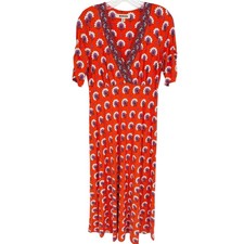 Boden Rebecca Jersey Midi Tea Dress In Passion Geo Orange Size 6R Party Shower
