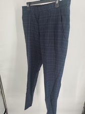 Hugo Boss Pants Mens 34R Navy Plaid Regular Fit Simmons2122 Trousers Dress Work