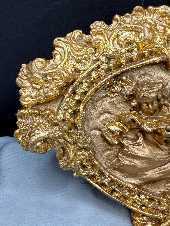 "Placa de pared de ángel vintage resina tono dorado 4""" Foto 2 de 4