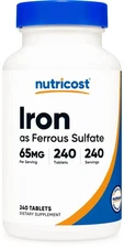 Nutricost Iron (As Ferrous Sulfate) 65mg, 240 Tablets - Non-GMO, Gluten Free