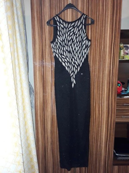 Women Laurence Kazar Evening Dress Black Silk 34 /