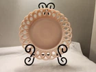 Rare Challinor Taylor Milk Pink Slag Glass Loop Eye Lace Edge 8" Plate
