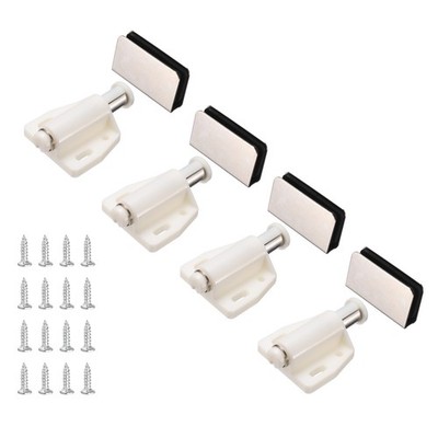 4Pcs Single Magnetic Touch Push Open Latch for 3-6mm Glass Door, Brushed Silver