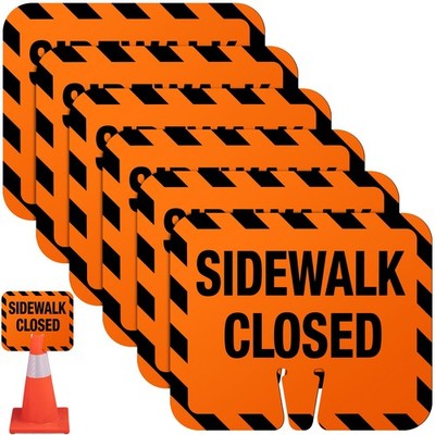6 Pcs Plastic Sidewalk Closed Sign Bulk for Traffic Cones Top Road Warning Si...