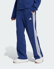 Adidas Essentials 3-stripes Open-hem Fleece Pants Women's S -Dark Blue/White NWT