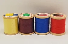 Sewing Thread on Wood Spools Spun Dee American Thread Co.  Lot of  4 Vintage