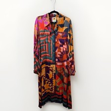 Farm Rio Women Miranda Mix Print Long Sleeve Midi Shirt Dress Size Small