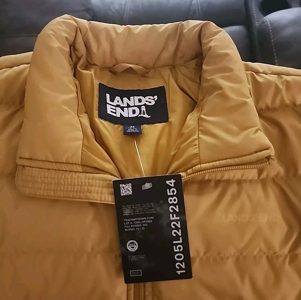 Abrigo Chaqueta Lands End Plumón Para Hombre Talla Mediana Picante Amarillo Mostaza Nuevo con Etiquetas Foto 3 de 4