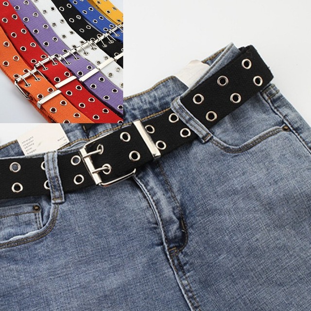 black double grommet belt