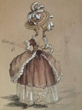 Beautiful drawing 1920 gouache ink portrait art deco Jean De Rhe elegant woman