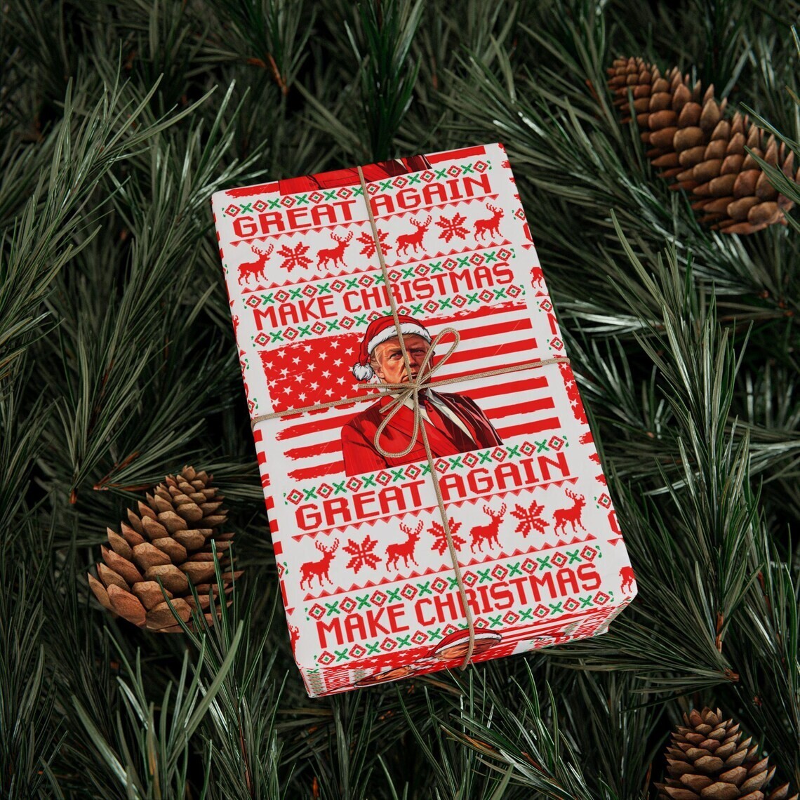 Official Trump MAKE CHRISTMAS GREAT AGAIN Wrapping Paper-1, 
