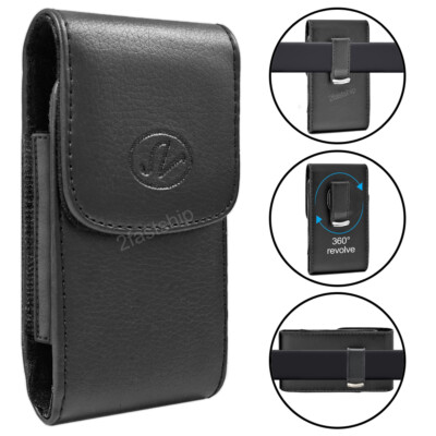 Universal Leather Case Belt Clip Holster Pouch for Medium Sized Flip Phones
