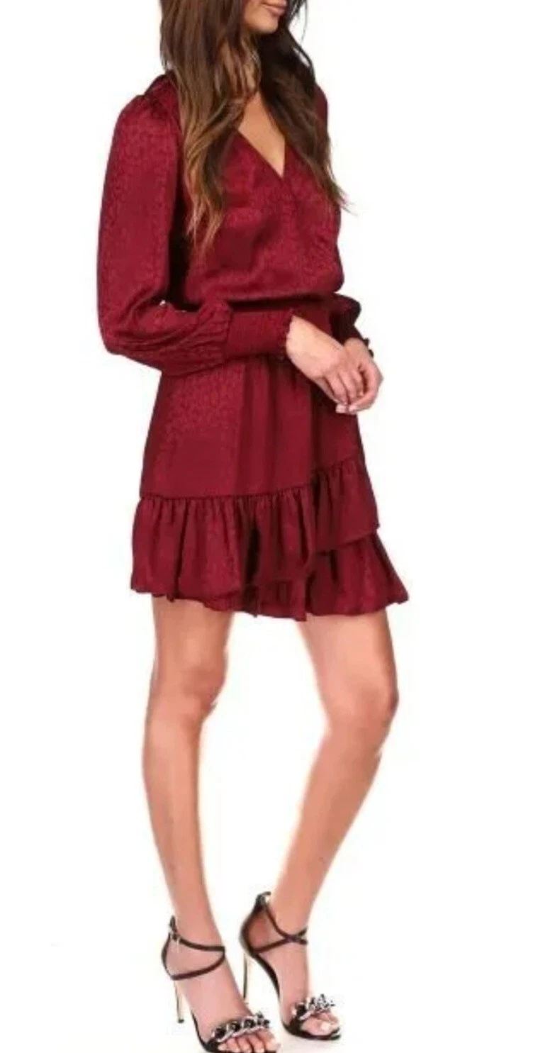 $165 MICHAEL KORS RARO Julia modello ghepardo scuro ROSSO RUBINO XS ABITO STAGIONE