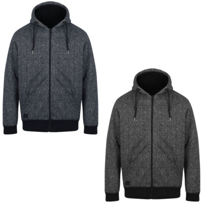 Dissident Herren Vlies gefütterter Hoodie mit Reißverschluss durch Kapuzenpullover warm Winter