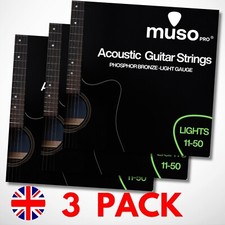 3 Packs Acoustic Guitar Strings Phosphor Bronze 11-50  Gauge Free post UK Brand