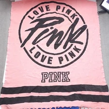 PINK Victoria's Secret Love Women's Pink Fringe Trim Blanket Scarf - 52 x 40 in