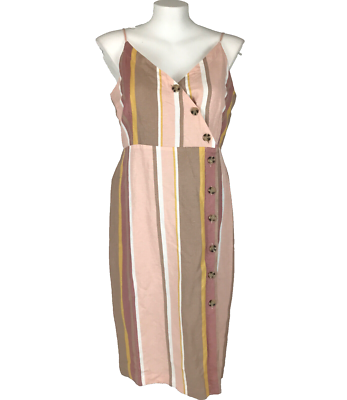 Target Dress Pink Size 20 Brown Striped Straps Button Front Shift Linen  Blend | eBay Australia