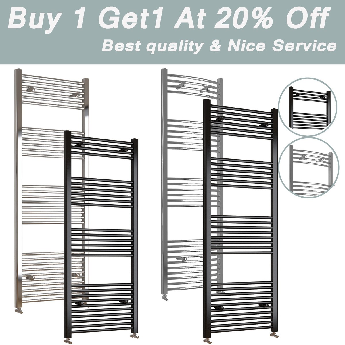 All Sizes Bathroom Straight Curved Vertical Towel Rail Radiator