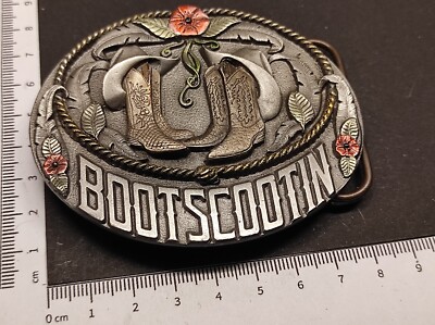 Buckle/Gürtelschnalle BOOTSCOOTIN, Tanz, Western, VINTAGE ca. 90er, von Bergamot