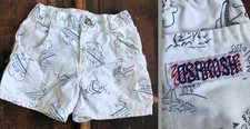 VTG OSH KOSH B'GOSH WHITE SHORTS USA-MADE COTTON NAVY BLUE SHIPS PRINT RED GUC