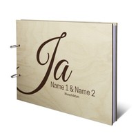 Hochzeit GäStebuch Birke Holzcover Gravur Individuell A4 Quer - Ja