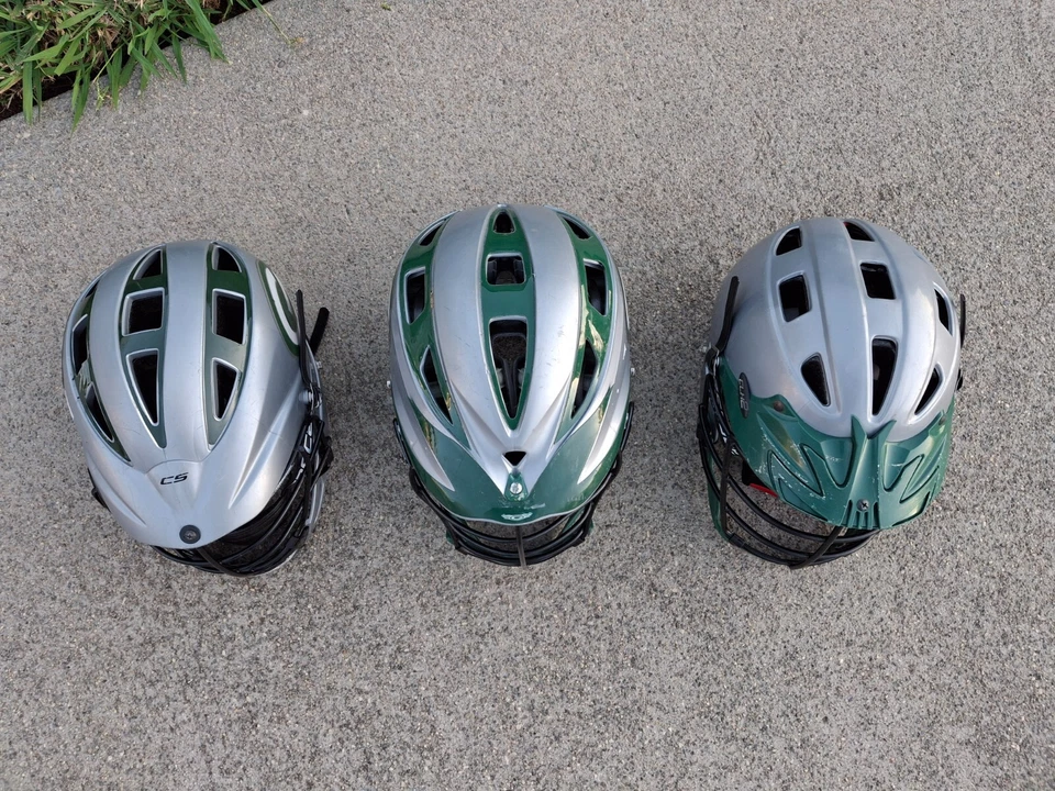 Lote 3x: Casco Cascade Lacrosse Gris/Verde COMO ESTÁ Talla Única Juvenil Foto 3 de 4
