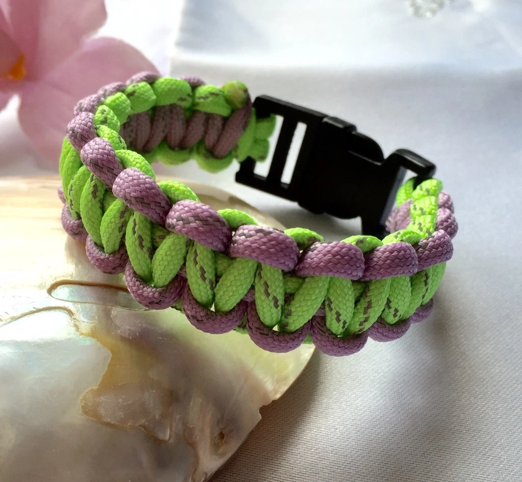 Handmade green reflective Paracord bracelet.