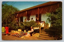 Postcard The Avila Adobe Olvera Street People Shops Bowls Los Angeles California
