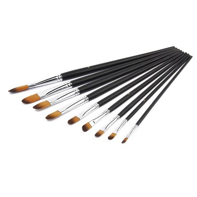 9pcs Practical Wooden Premium Smooth Oil Painting Brush Artist Student Painter