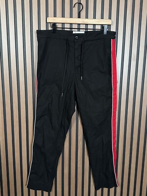 STAMPD LA Pants 30 Womens Black Chino Red Side Stripe Daytona 93 Drawstring