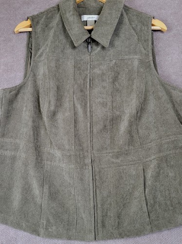 CJ Banks Vest Women's 1X/14W Green Full Zip Top Sleeveless Outdoor Casual Jacket - Picture 3 of 10