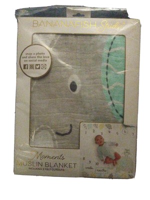 Muslin Milestone Baby Blanket, Bananafish Studio elephant ...