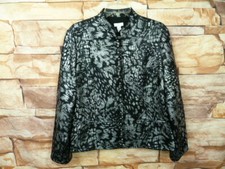 Chico s Jacket Blazer Silver-Black Metallic Top Women's Size 2