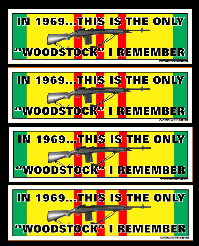 VIETNAM WAR ONLY WOODSTOCK I REMEMBER M14 RIFLE BUMPER STICKER SET