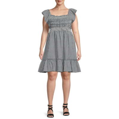 Terra & Sky Women's Navy Blue Gingham Plus Size 0X 14W Tiered Smock Dress NEW | eBay Terra & Sky Women's Navy Blue Gingham Plus Size 0X 14W Tiered Smock Dress NEW | eBay