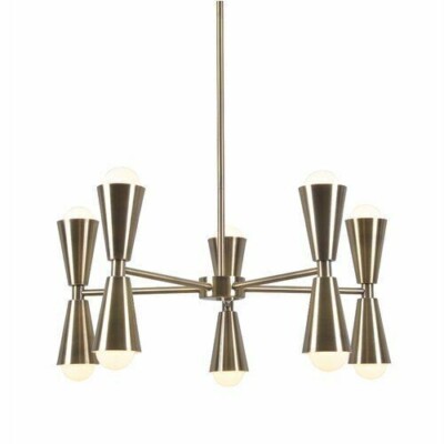 Powersville 10 Light Sputnik Chandelier Brushed Brass Modern Ceiling Pendent