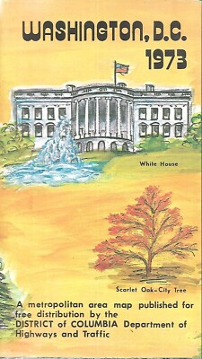 1973 WASHINGTON DISTRICT OF COLUMBIA Official Road Map Alexandria Andrews AFB