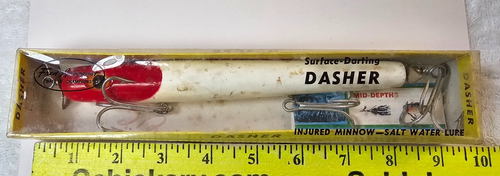 VTG Fred Arbogast 2300R Dasher Lure Red Head White Box & Catalog – 8" Saltwater - Picture 1 of 18