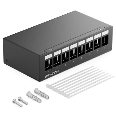 8 Port Patchpanel Gehäuse 1HE Netzwerk Panel Verteiler Aufputz Keystone Module