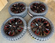 22 Fr96 Black Red Milled Wheels Tahoe Silverado Tahoe Sierra 33 Mt Mud Tires